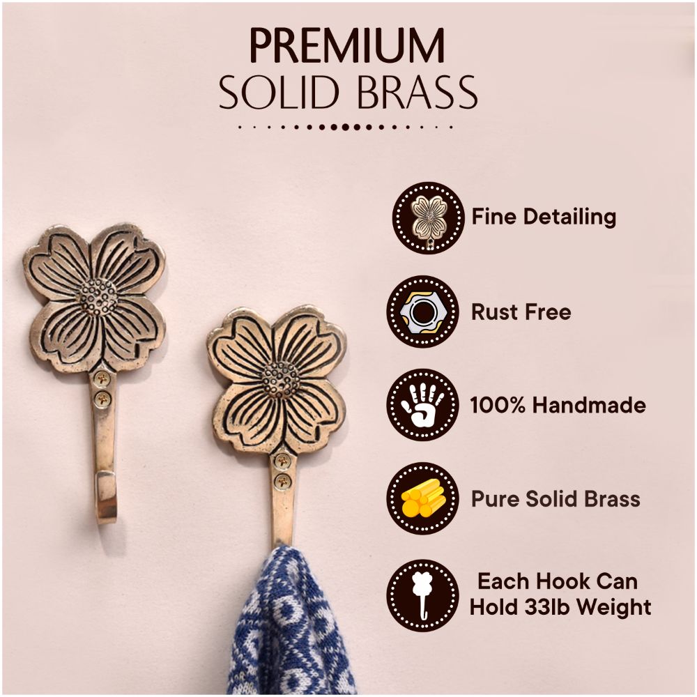 Brass Floral Single Wall Hook